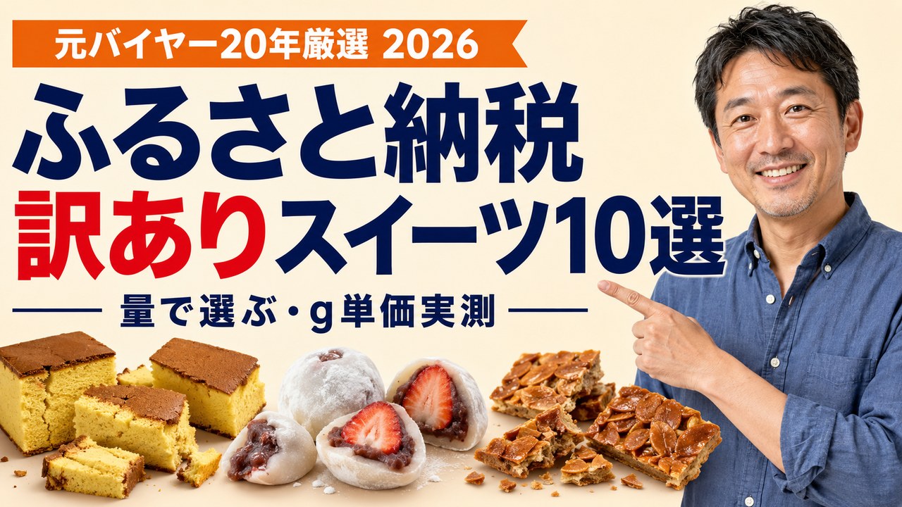元バイヤーが選んだふるさと納税の訳ありスイーツ。カステラ切り落としといちご大福とフロランタンが並ぶ